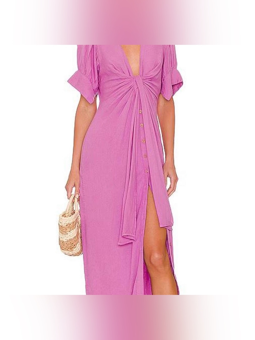 Free People Magenta Knot-Front Maxi Dress - Picture 1 of 2